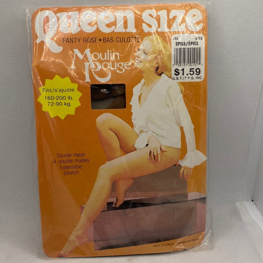 Vintage Moulin Rouge Pantyhose Queen Size Spice Color 160-200 lbs Canada